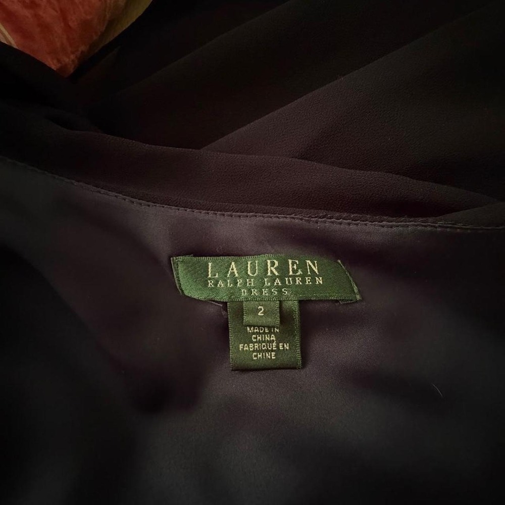 Ralph Lauren silk navy one shoulder mini dress with sheer cape - Picture 7 of 7